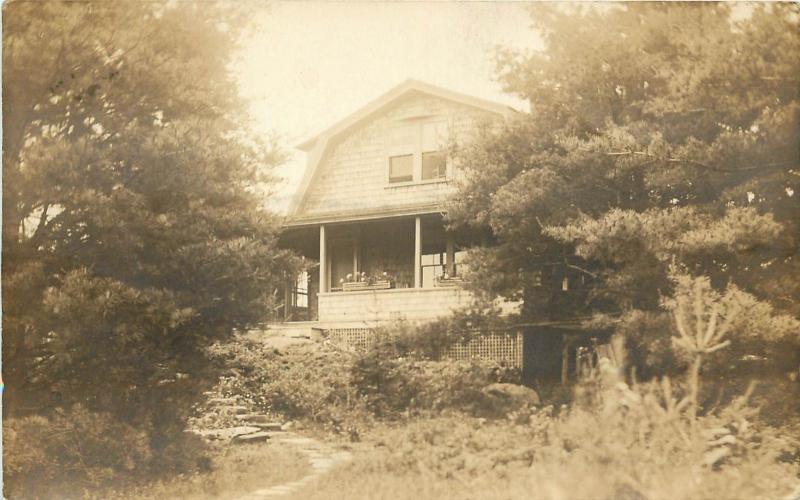 RPPC Postcard 2-Story Shingled House, Boothbay Harbor ME, H.R. McGregor Photo