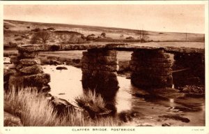 Yelverton, England  CLAPPER BRIDGE ~ POSTBRIDGE  Vintage Raphael Tuck Postcard