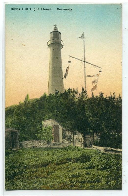 Gibbs Hill Lighthouse Bermuda UK handcolored postcard