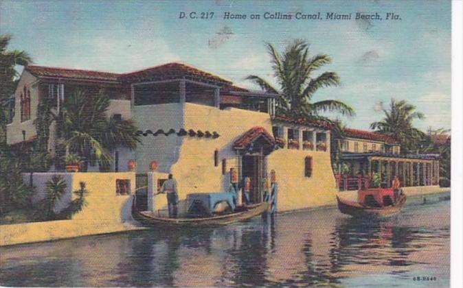 Florida Miami Beach Beautiful Home On Collins Canal 1948