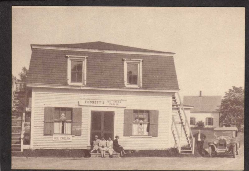 ME Fossett's Ice Cream Store Parlor Round Pond Maine Reproduction Postcard