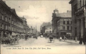 Fall River Massachusetts MA Trolley Streetcar North Main St c1910 Postcard