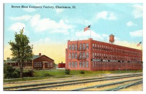Vintage Brown Shoe Company Factory, Blank Back, Error, Charleston, IL Postcard