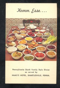 SHARTLESVILLE PENNSYLVANIA DUTCH FAMILY STYLE RESTAURANT ADVERTISING POSTCARD PA