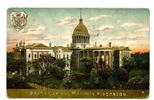 WI - Madison. State Capitol   (embossed, crease)
