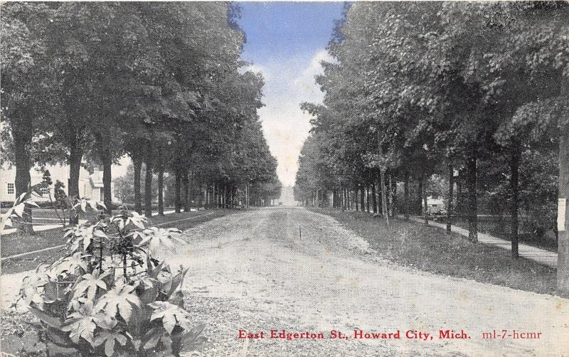 Howard City Michigan~East Edgerton Street~Houses~Montcalm County~1915 Postcard