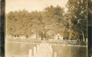 Cottages C1910 Denison Iowa Lake Boat Dock RPPC Deans Photo Studio 10374