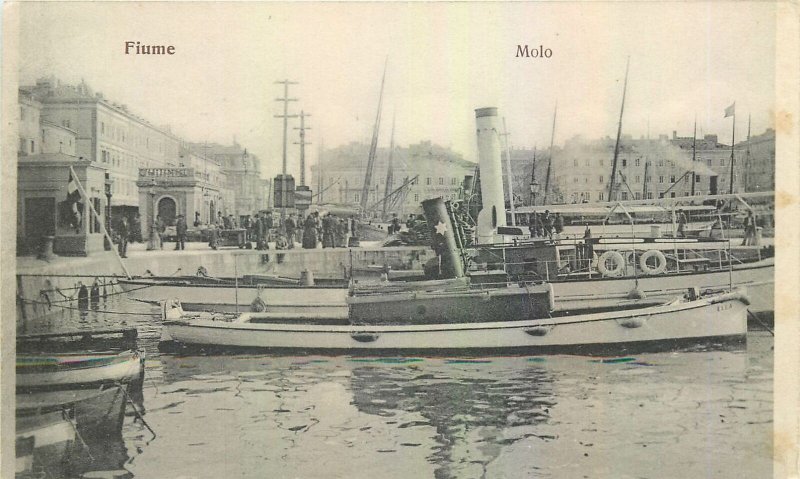 Postcard Croatia Fiume Molo steamboat