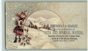 Hemingway Bradley Soda Mineral Water Winter Victorian Calling Card New Haven CT