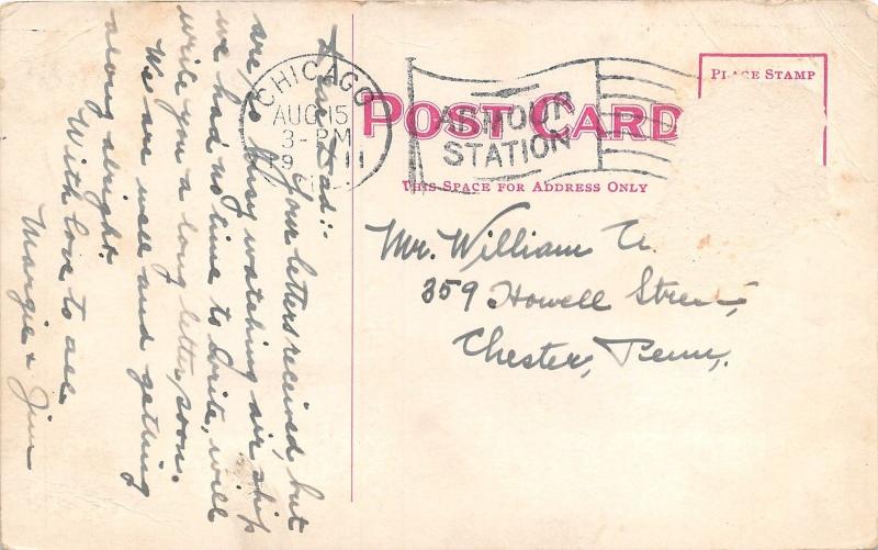 Chicago Illinois~Deerborn Street Depot~Tall Clock Tower~1911 Postcard