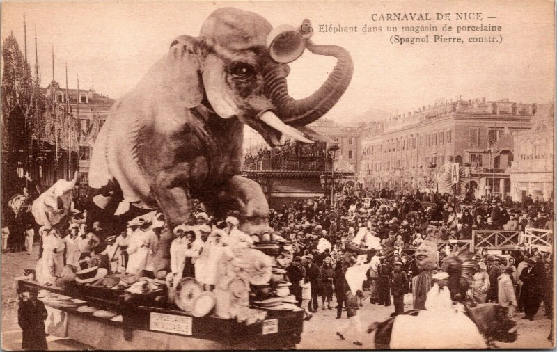 France Carnaval De NICE Photograph Postcard - ELEPHANT CROWD - UNPOSTED