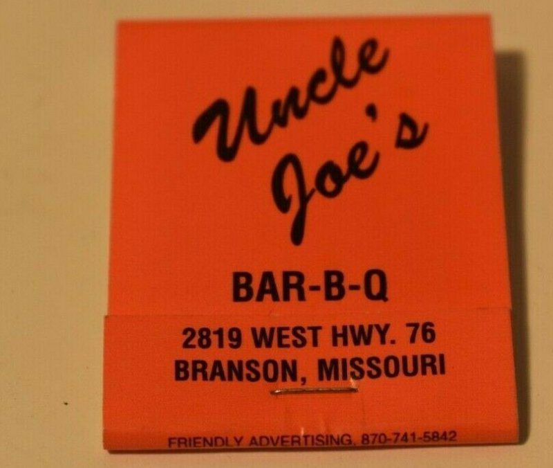 Uncle Joe's Bar-B-Q Branson Missouri 20 Strike Matchbook