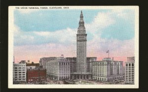 USA Postmark 1935 Cleveland Ohio Union Terminal Tower Cleveland Linen Postcard