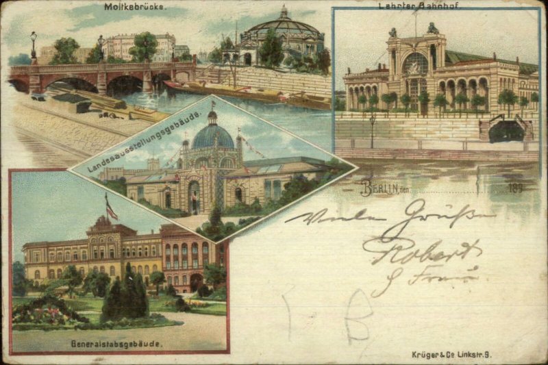 Berlin Germany Multi View c1900 Postcard