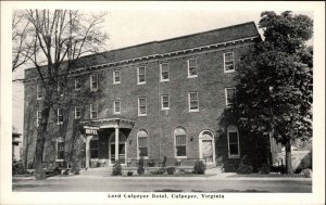 Culpeper Virginia VA Lord Culpeper Hotel Vintage Postcard