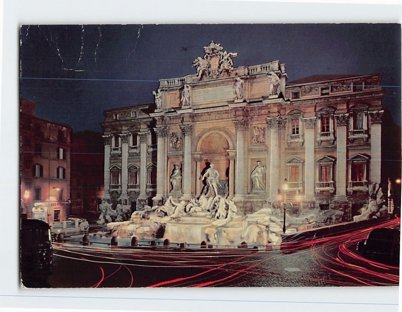 Postcard Fountain of Trevi (by night), Rome, Italy