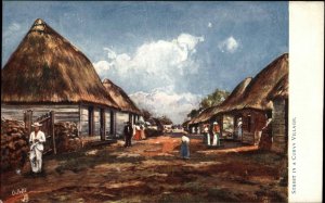 Tuck Oilette Cuba Street Scene Villagers c1910 Vintage Postcard