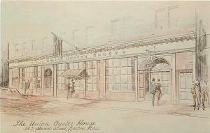 Boston Massachusetts~Union Oyster House on Stuart ST~Drawing~1950s PC
