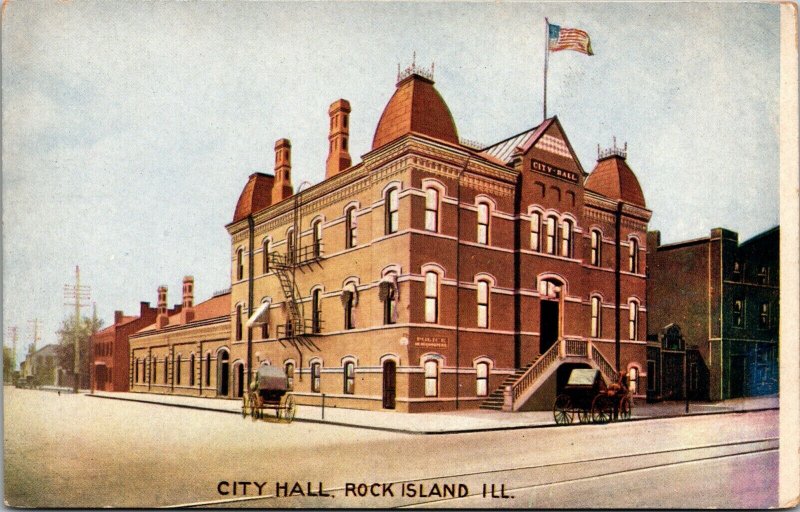 Postcard City Hall in Rock Island Illinois~132412