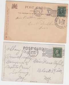 P2276, 2 dif 1906 & 1911 antique postcards albany new york with old stamps