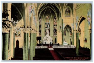 c1910 Interior Catholic Church Jacksonville Florida FL Antique Vintage Postcard