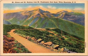 Mount Adams & Madison White Mountains New Hampshire Scenic Linen Postcard 