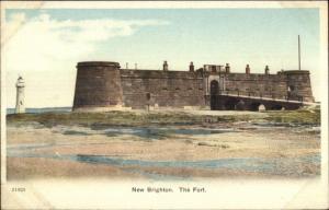 New Brighton UK Fort & Lighthouse c1910 Postcard