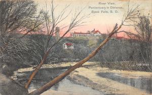 Sioux Falls South Dakota~River View Showing Penitentiary in Distance~c1910 Pc