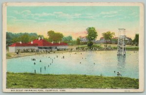 Fairfield Iowa~Diving Platform @ Boy Scout Swimming Pool~c1910 Postcard