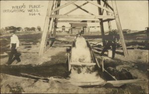 Wiley's Place Irrigating Well - Near Garden City KS Written on Back c1910 RPPC