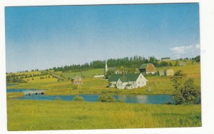 P2476, 1960 postcard PEI prince edward island new glasgow church building river