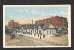 CORNING NEW YORK NY RAILROAD DEPOT TRAIN STATION 1918 VINTAGE POSTCARD