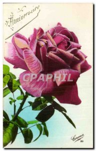 Old Postcard Fancy Flower Birthday