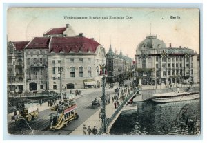 c1910s Weidendammer Brucke and Komische Oper Berlin Foreign Posted Postcard