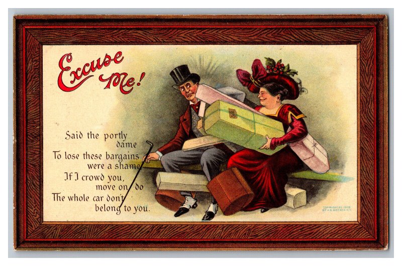 c1910 Postcard Excuse Me! Said The Portly Dame Vintage Standard View Card 