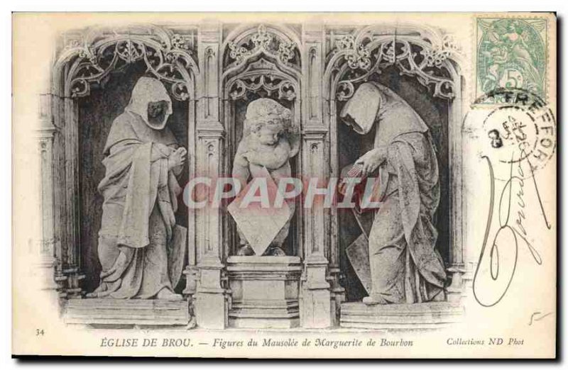 Postcard Old Brou Church Mausoleum of Figures of Margaret of Bourbon