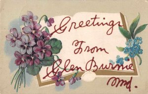 Glen Burnie Maryland Greetings Flowers Vintage Postcard JJ649857