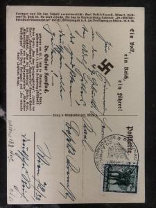 1938 Braunau Germany Patriotic Postcard cover to Vienna Poem all blood German
