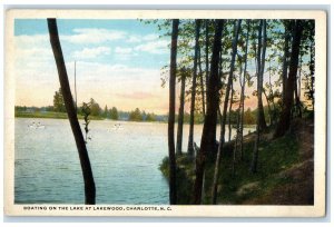 c1920's Boating On The Lake At Lakewood Charlotte North Carolina NC Postcard