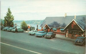 Malahat Chalet Vancouver Island BC near Victoria Totem Poles Autos Postcard G66