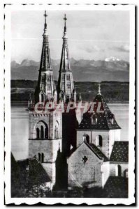 Modern Postcard The Collegiate Neuchatel and the Alps