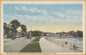 Swampscott, Mass., The Boulevard approaching Monument Square, Trolley, cars-1931