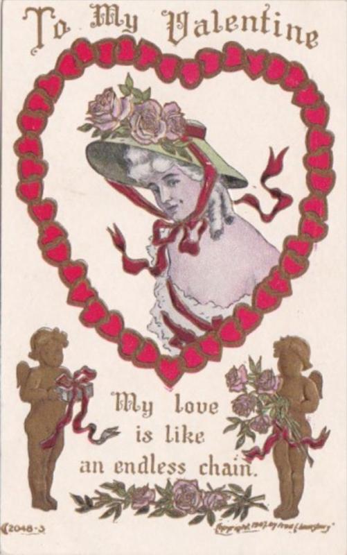 Valentine's Day Woman In Chain Of Hearts 1909