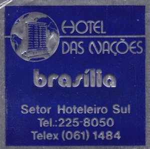 Brasil Brasilia Hotel Das Nacoes Vintage Luggage Label sk2444