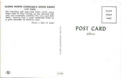 US Unused. North Carolina outer banks.  1961 Result of salt and sand laden winds