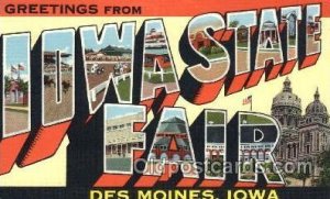 Iowa State Fair, Des Moines, Iowa, USA Large Letter Town Unused 