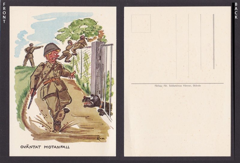 SWEDEN, Postcard, Unexpected counter-attack, Humor, WWI