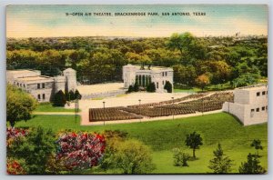 San Antonio TX~Aerial Open Air Theater Brackenridge Park~Vintage Linen Postcard