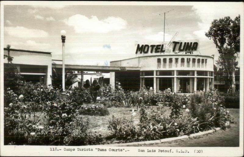 San Luis Potosi Campo Turista Motel Tuna Real Photo Postcard