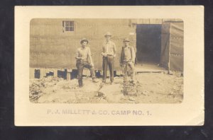 RPPC P.J. MILLETT & CO. CAMP NO. 1 US ARMY VINTAGE REAL PHOTO POSTCARD